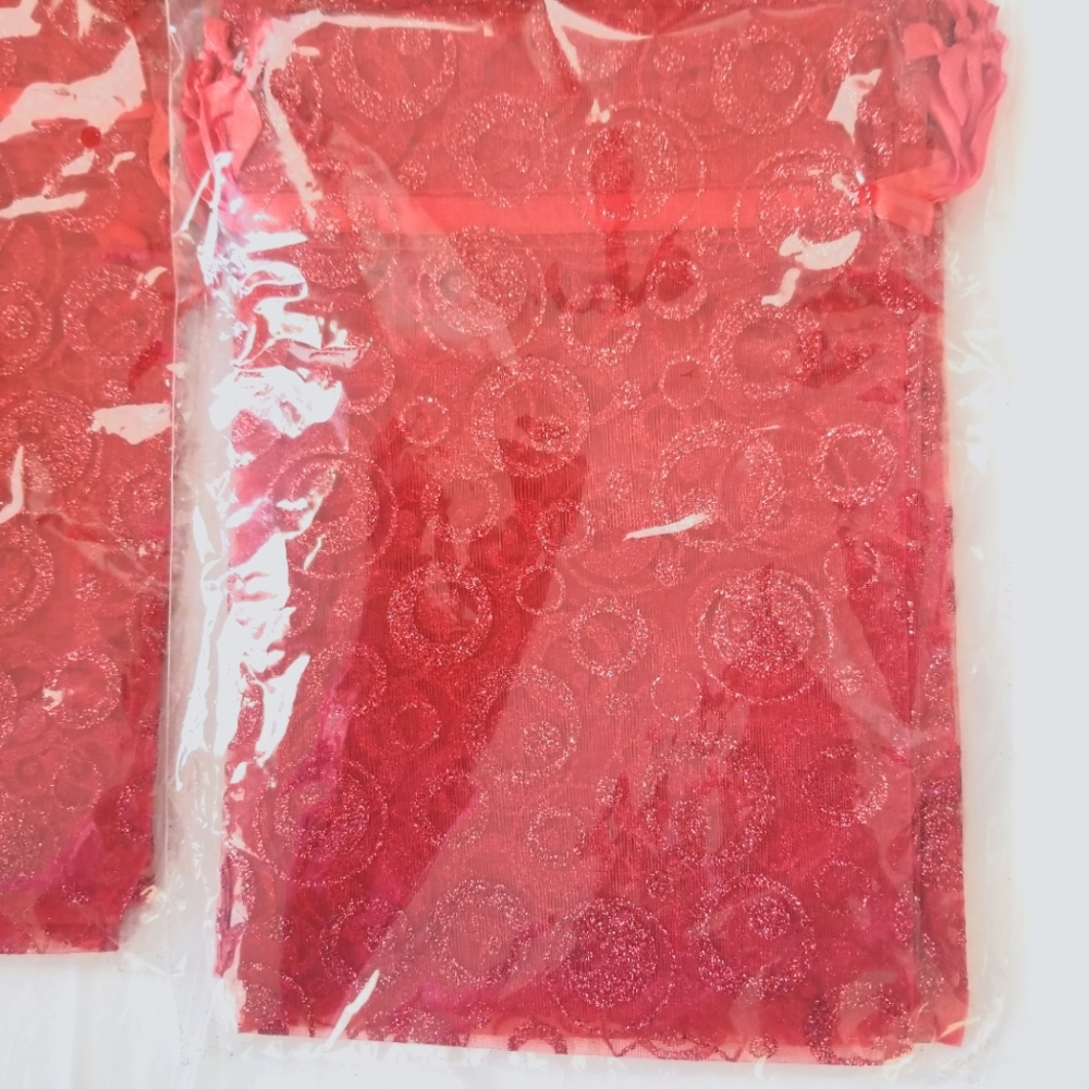 Holiday Christmas Gift Bags with Draw tie  Bundle of 12.  Red NEW - Picture 2 of 2